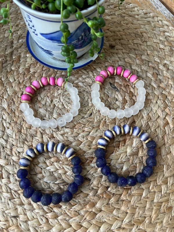 Glass and Bone Beaded Bracelet