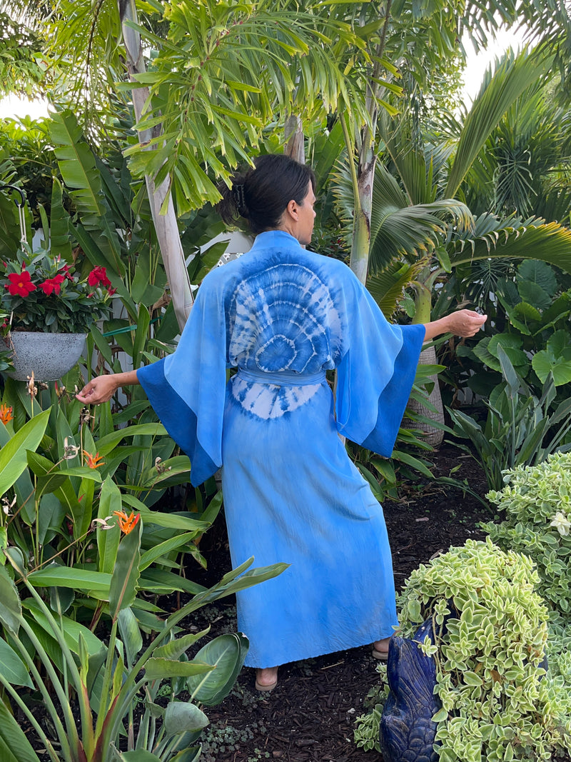Sky Blue Silk Echo Kimono Studio Akina Sky Blue Silk Echo Kimono Studio Akina